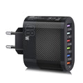 65W 6 Ports USB Charger Fast Charging Quick Charge 3.0 Travel Charger For iPhone Samsung Xiaomi Mobile Phone Adapter EU/US Plug Zpaxo EU Black