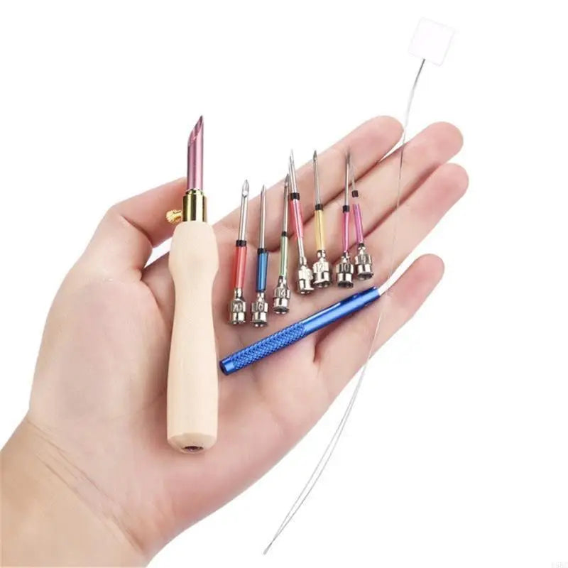 Beginner Embroidery Needle Tool Adjustable Handle 7 Tip Threader