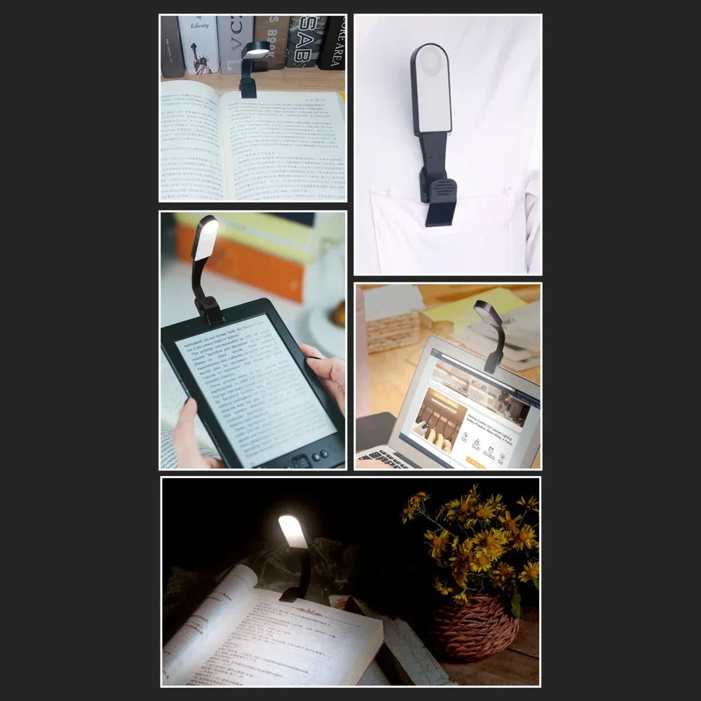 POCKETMAN Clip LED Book Light – USB Rechargeable, 3 Color Modes