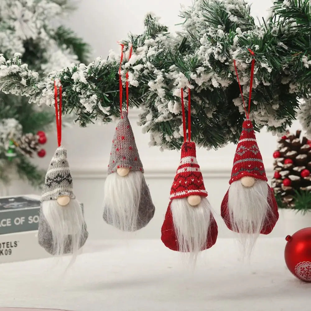 Santa Claus Christmas Gnome Pendant Plush Doll Hanging Tree Knitted Zpaxo