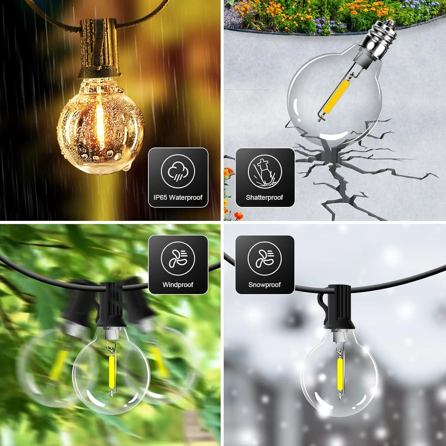 30M 15M 9M G40 LED Globe String Lights Outdoor EU Plug Bright Plastic Zpaxo