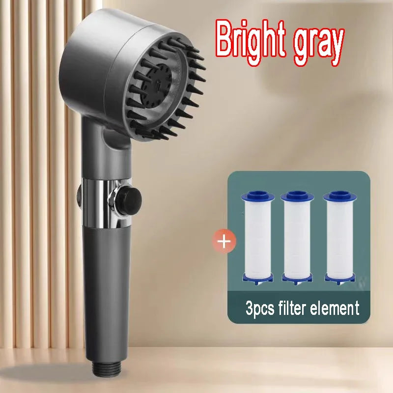 Black High Pressure Shower Head Rainfall 3 Modes Adjustable Boost Filter Holder One Click Water Stop Bathroom Accessories Zpaxo style8