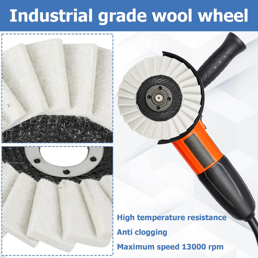 5Pcs 130 MM Polishing Wheel 5inch Wool Flap Disc Set Felt Flap Polishing Wheel Disc Grinder Attachment Buffing Metal Derusting Zpaxo