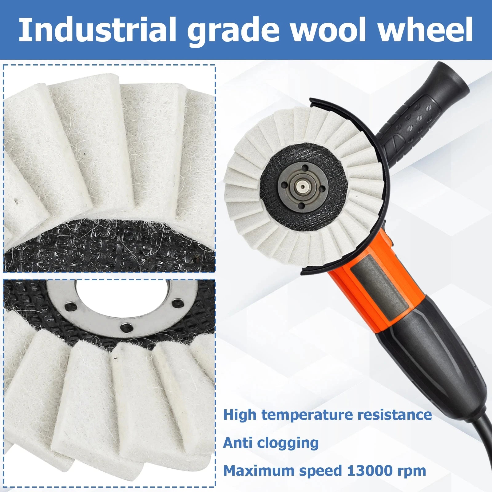 5Pcs 130 MM Polishing Wheel 5inch Wool Flap Disc Set Felt Flap Polishing Wheel Disc Grinder Attachment Buffing Metal Derusting Zpaxo