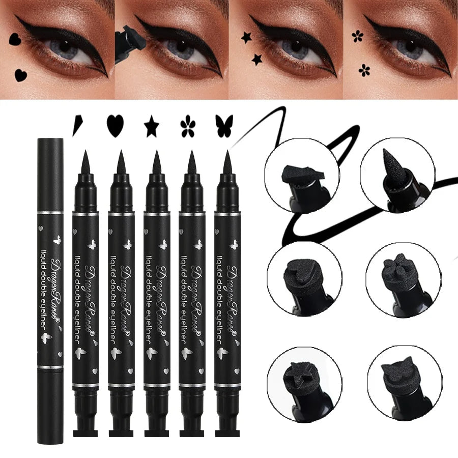 Double-Ended Stamp Eyeliner Waterproof Non-Smudge Eyeliner Liquid Pen Quick-Drying Waterproof Sweat-Proof Not Easy to Smudge Eyeliner Stamp Eyeliner Liquid Zpaxo