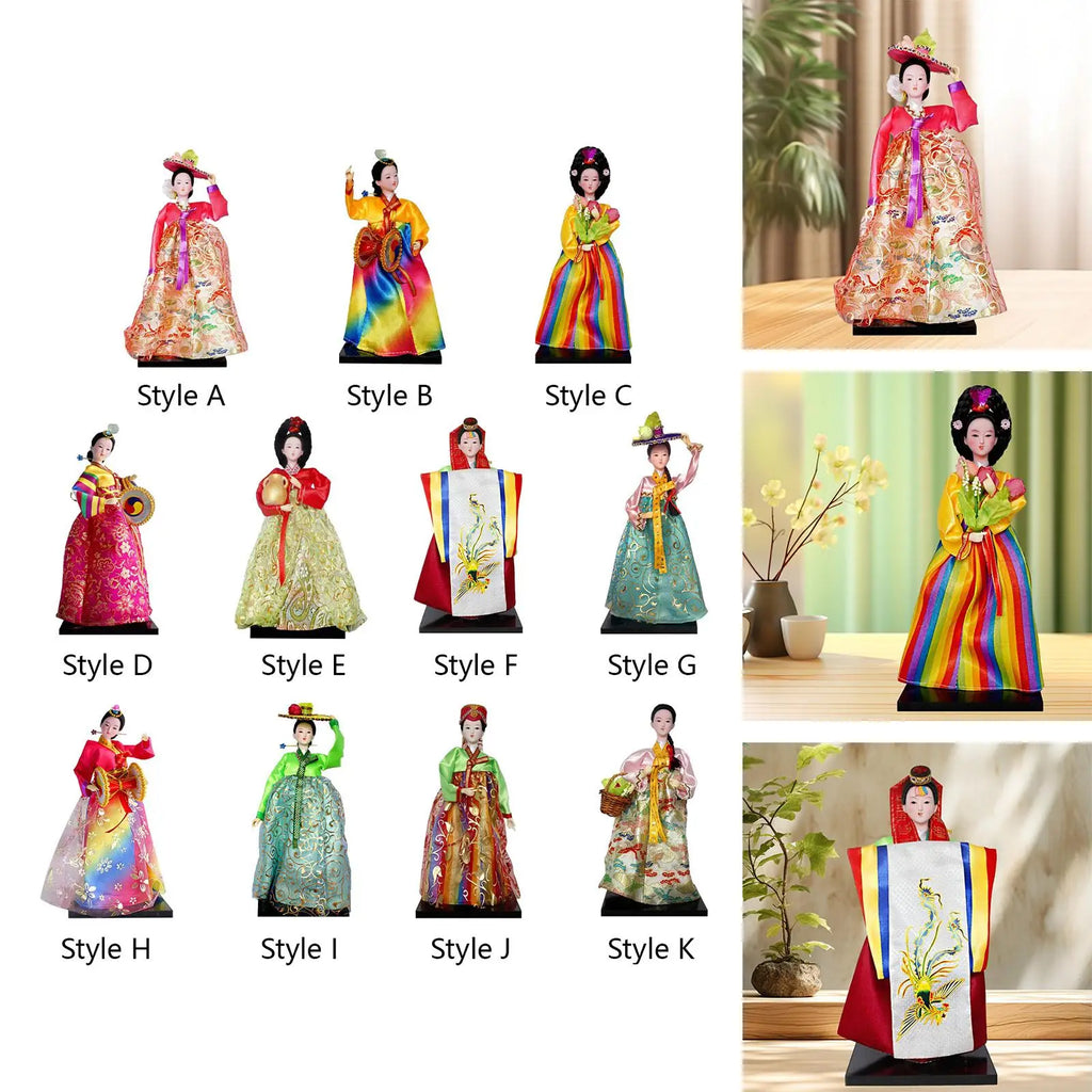 Korean Hanbok Doll Figurine – 12" Resin Collectible Statue Decorative Figurine Zpaxo