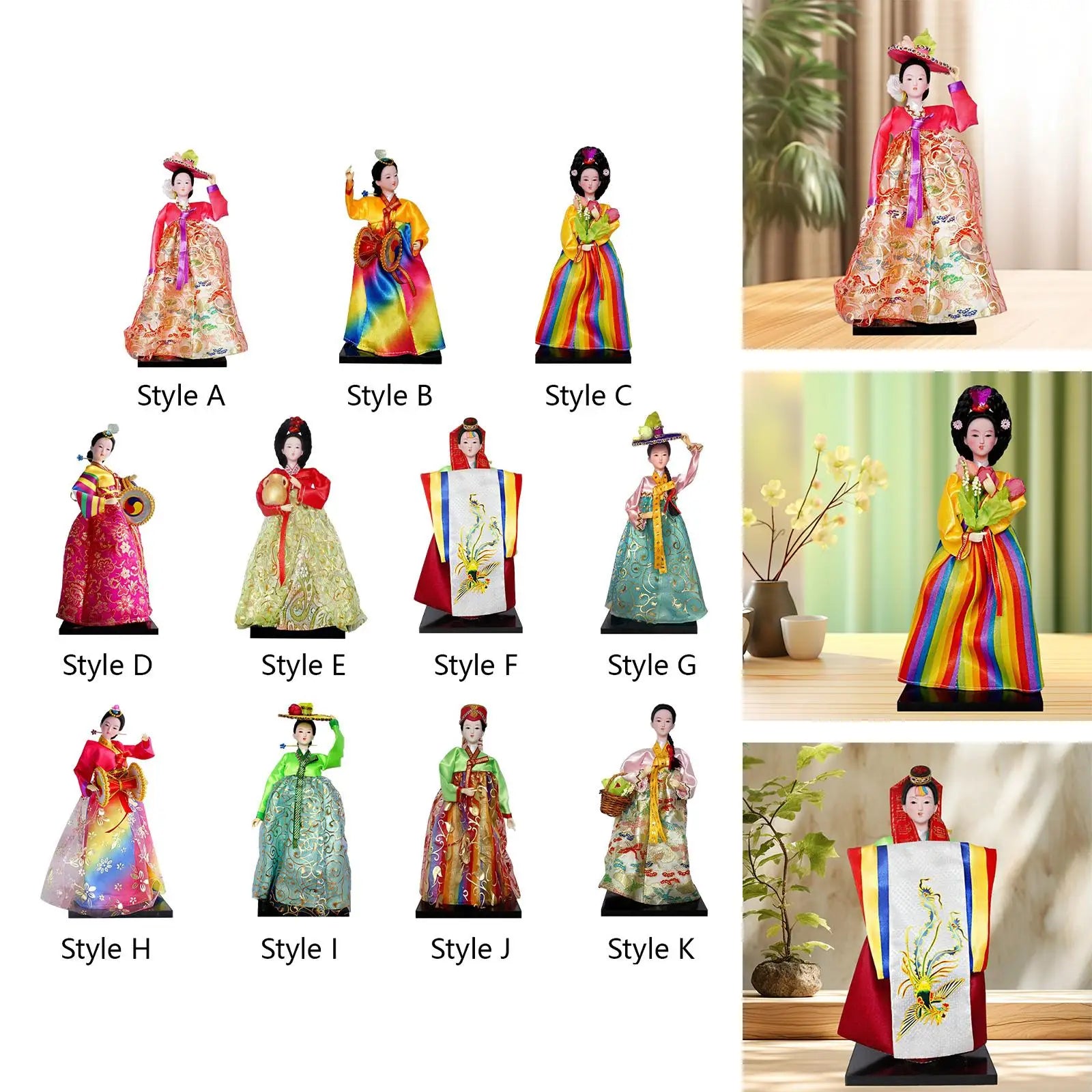 Korean Hanbok Doll Figurine – 12" Resin Collectible Statue Decorative Figurine Zpaxo