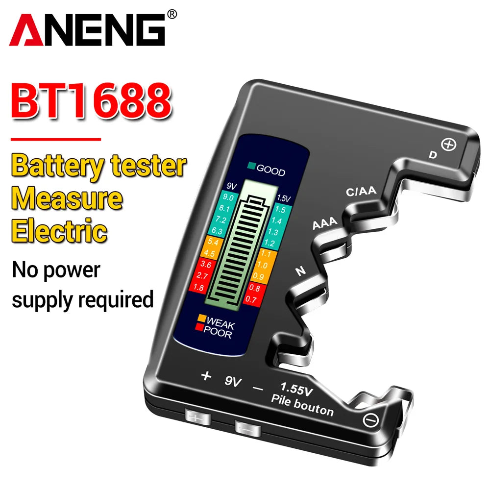 ANENG BT1688 Digital Battery Tester Button Cell LCD Display Check