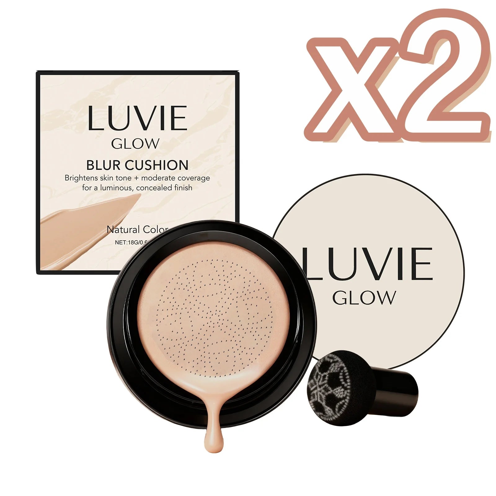 Air Cushion Foundation – Oil Control, Sweatproof, Full Coverage Air Cushion Foundation Zpaxo Natural Color x 2