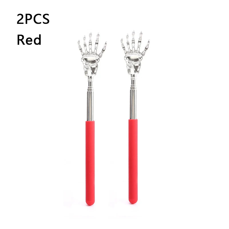 1 Massager Back Stainless Steel Scratcher Ghost Hand Telescopic Zpaxo 2Pcs Red
