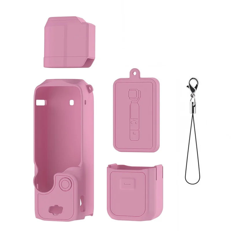 2026 DJI OSMO Pocket3 Silicone Case Anti-scratch Lens Cover Zpaxo DeepPink-A For Pocket 3