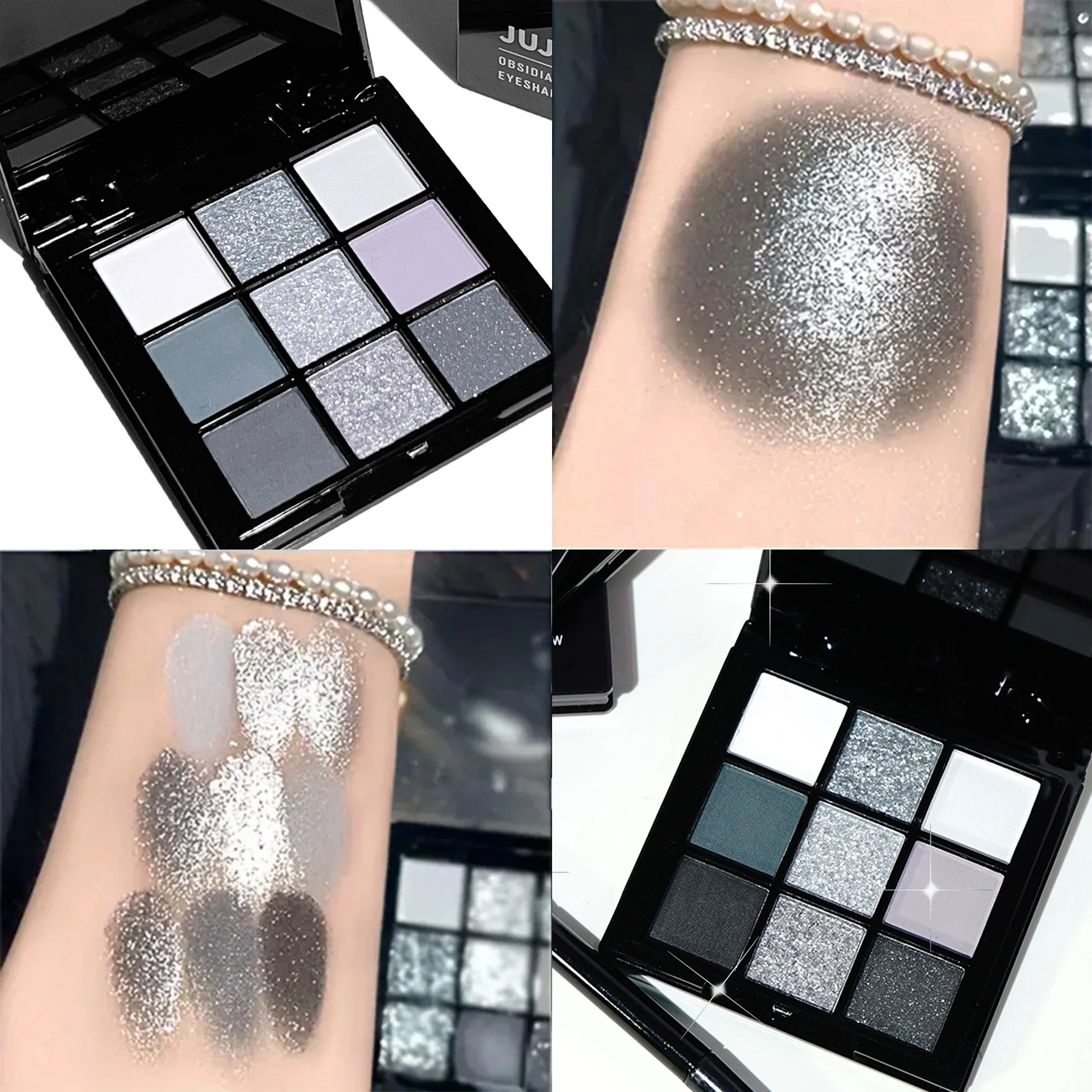 Nine-color eyeshadow palette Makeup Brush, gray-pink smoky makeup, matte pearlescent silkworm brightening makeup Zpaxo 01