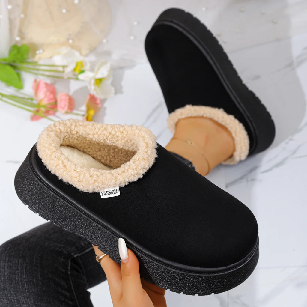 2025 new Women Ankle Boots Non Slip Plush Snow Boots Women Outdoor Warm Flat Cotton Shoes Women Winter Furry Platform Slippers Zpaxo