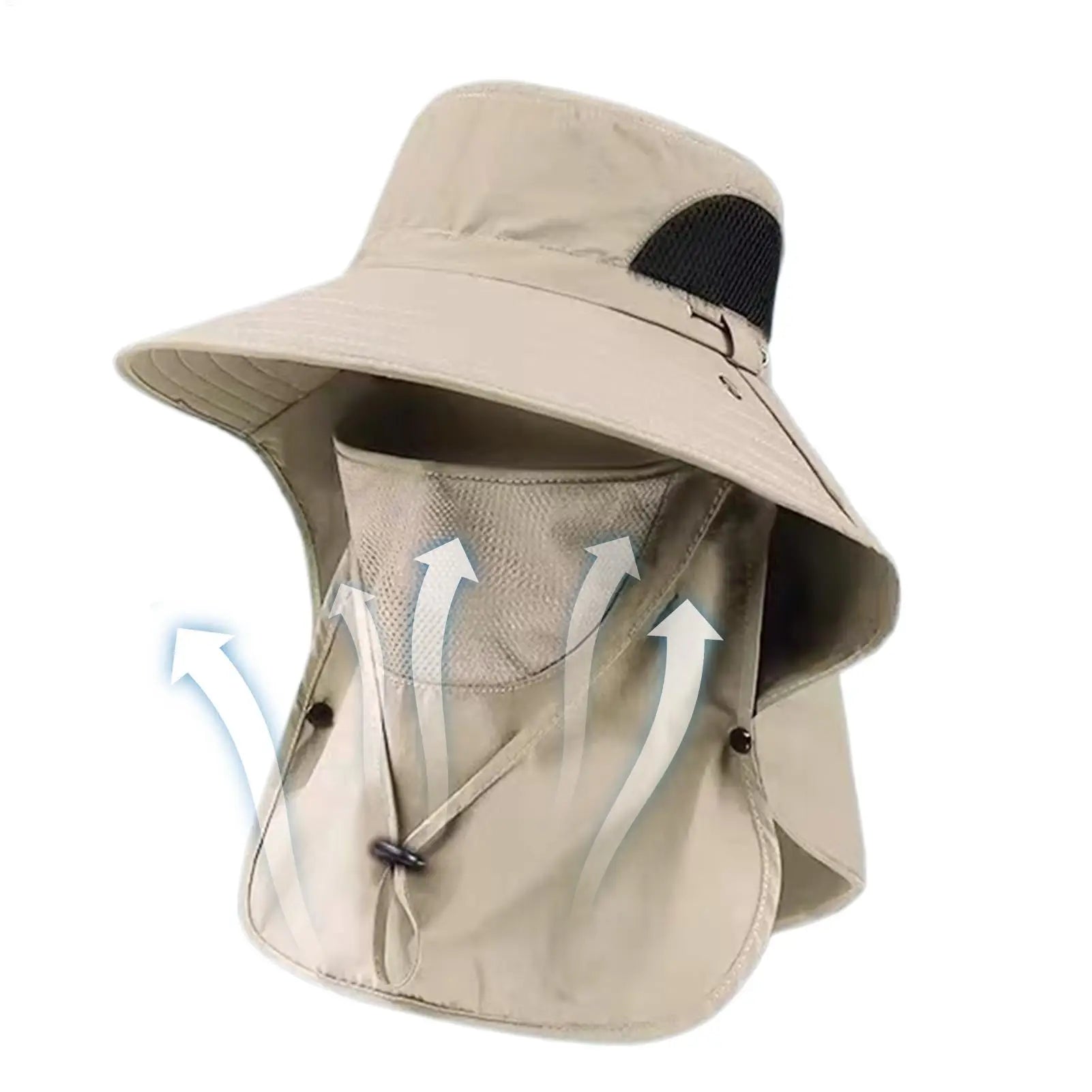 UV Protection Wide Brim Fishing Sun Hat with Neck Flap Outdoor Sun Hat Zpaxo