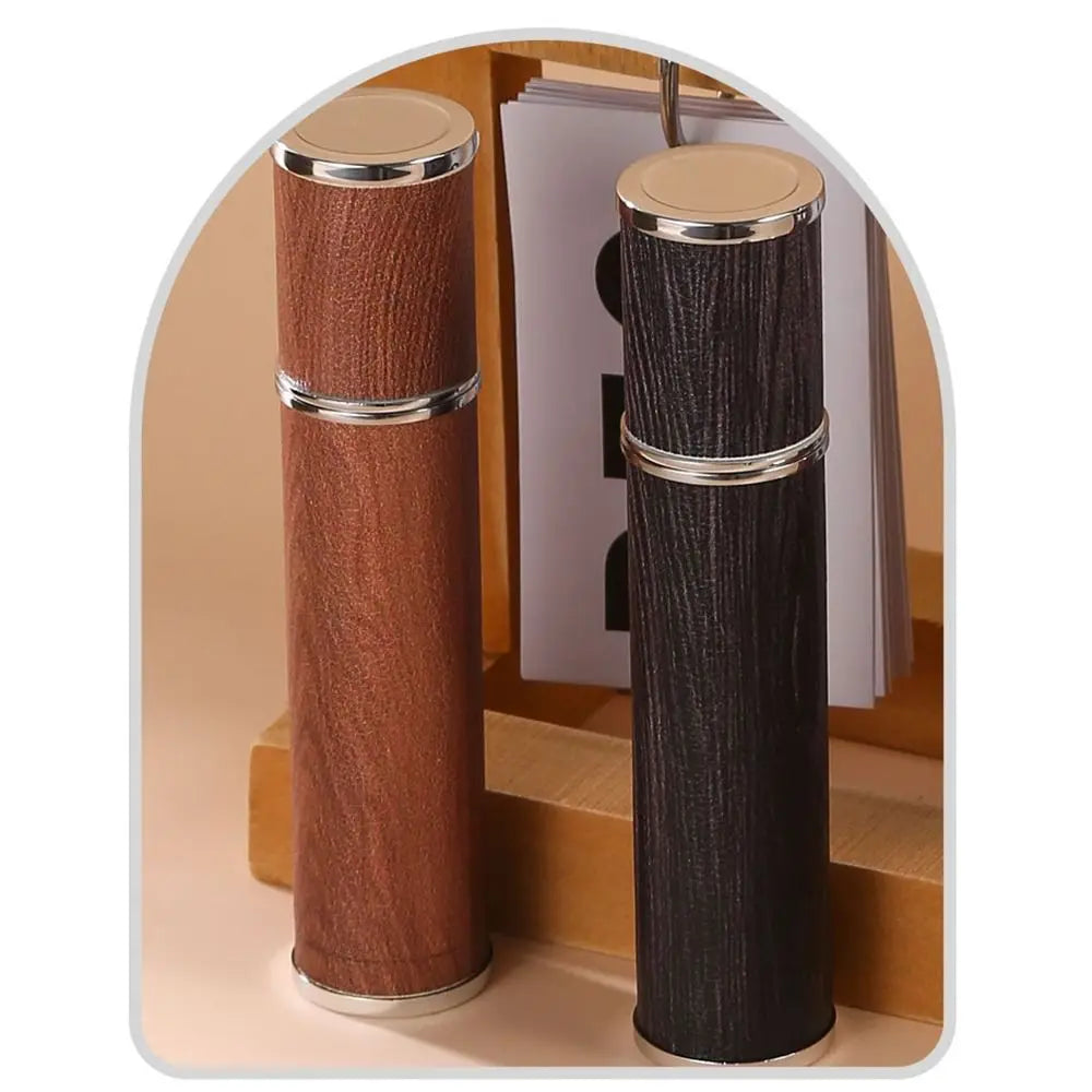 Portable PU Leather Perfume Bottle Leak-proof Spray Wood Grain Zpaxo