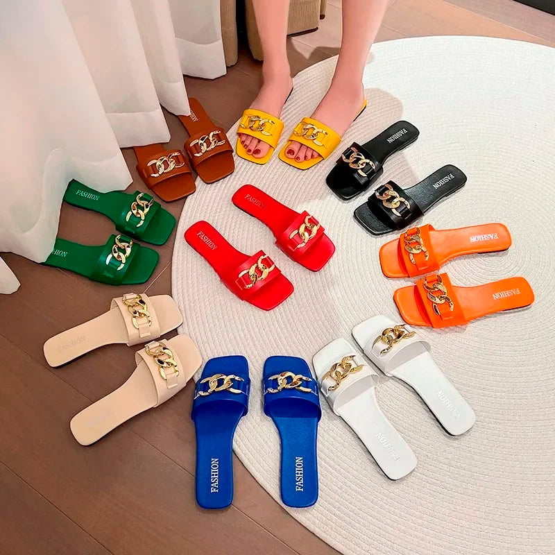 2026 Summer Women's Slippers Roman Fashion Designer Flat Sandals Zpaxo