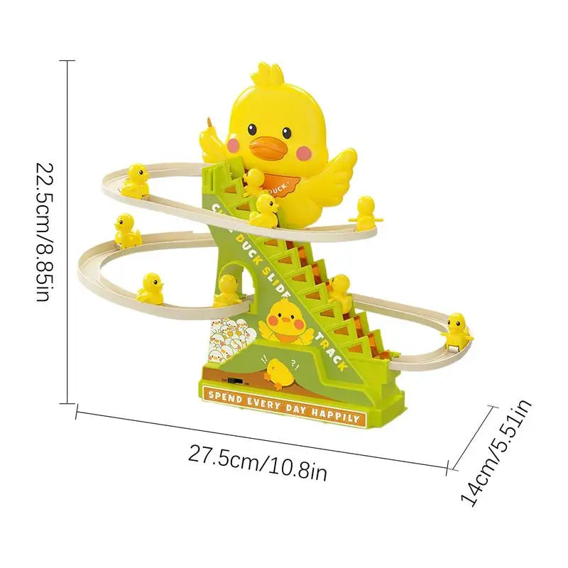 Electric Duck Climbing Stairs Ducks Tracks Slide Toy Set With Music Educational Interactive Animal Cartoon Race Fun For Zpaxo