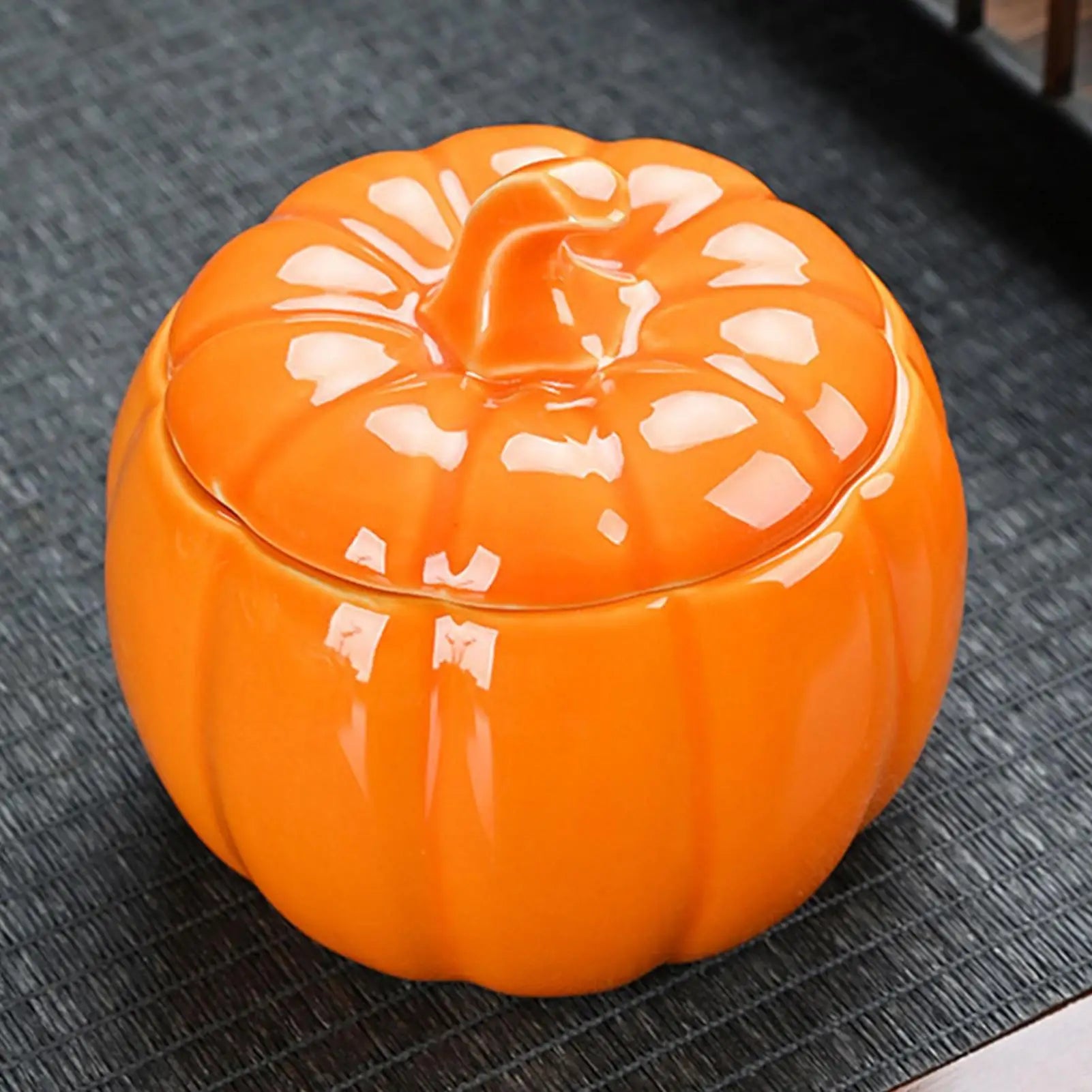Ceramic Pumpkin Tea Jar Kitchen Storage Lid Airtight Food Container