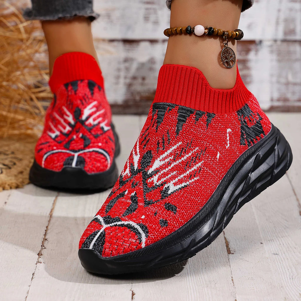Women Sneakers Spring Casual Knitted Mesh Shoes for Women Breathable Casual Shoes Fashion Comfortable Slip-On Sneakers Women Zpaxo