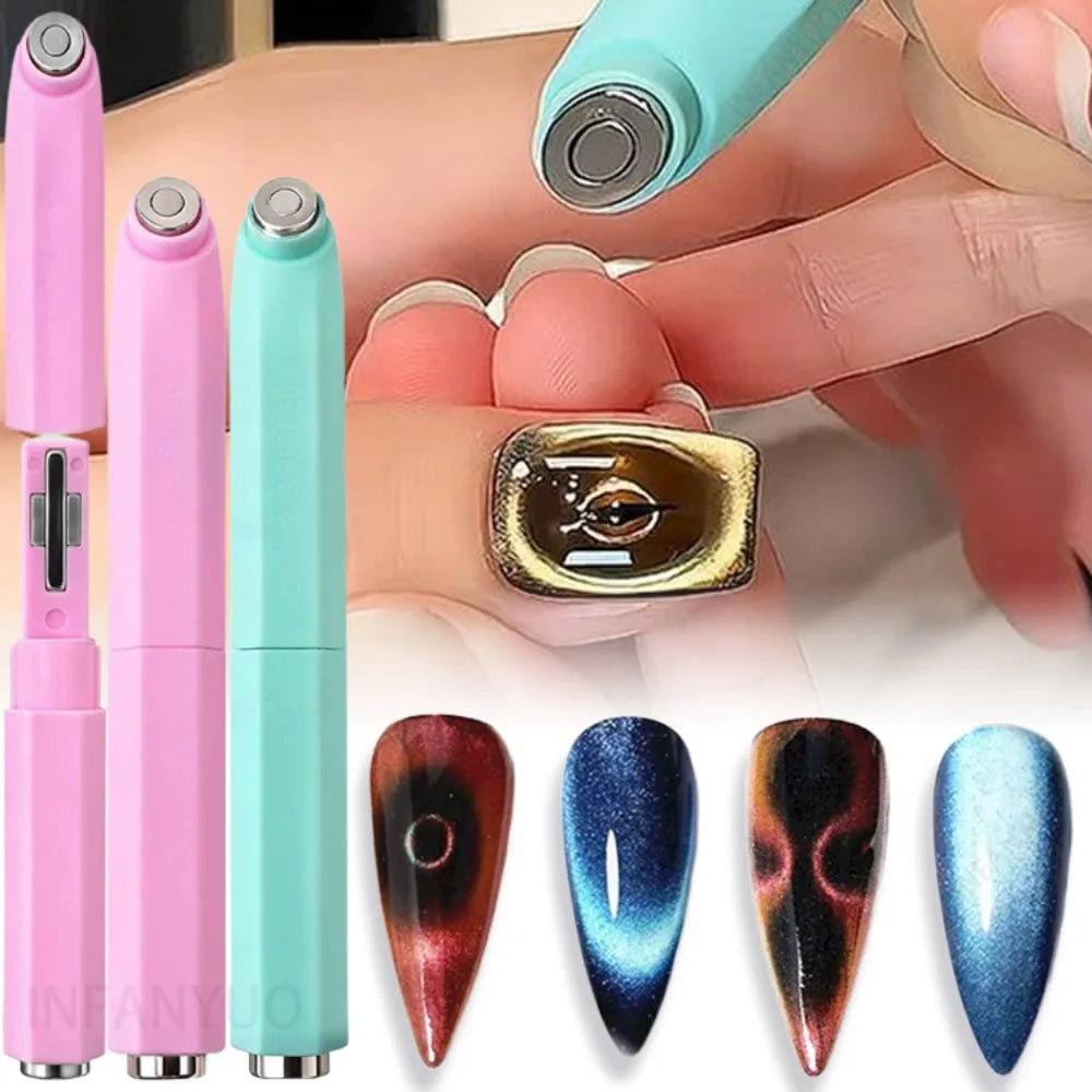 Ring Shaped Cat Magnetic Stick for 3D Circular Diagonal Effect Nails High Magnet Cat Gel Polish 3-in-1 Nail Art Manicure Tools Zpaxo
