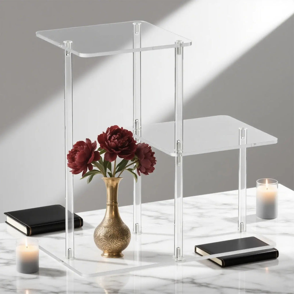 Acrylic End Table 3 Tier Clear Side Nightstand Transparent Furniture