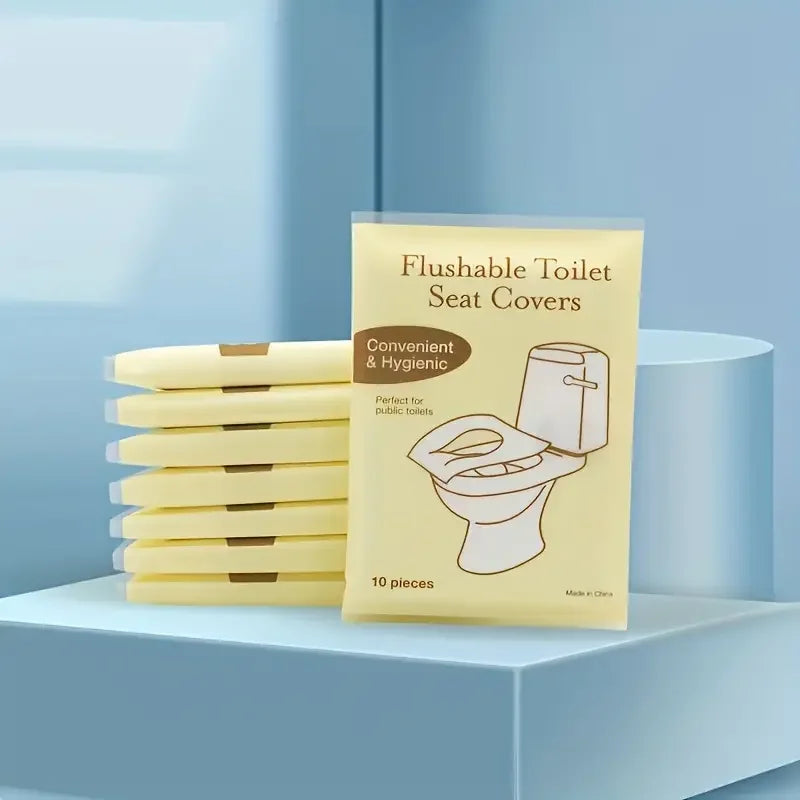 10pcs Toilet Lid Paper Flushable,Rinseable Paper Toilet Cover,Potty Training,100% Biodegradable,Public Toilet,Airplane,Camping Travel Accessories Zpaxo