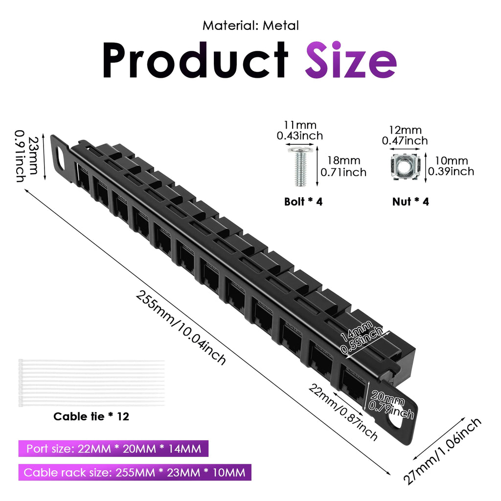 12 Port Patch Panel Compatible for DeskPi RackMate T1/T0/T2 10inch 0.5U CAT6 Network Patch Panel Server Rack/Network Cabinet Zpaxo 0.5U Cat6 12 Port 10inch
