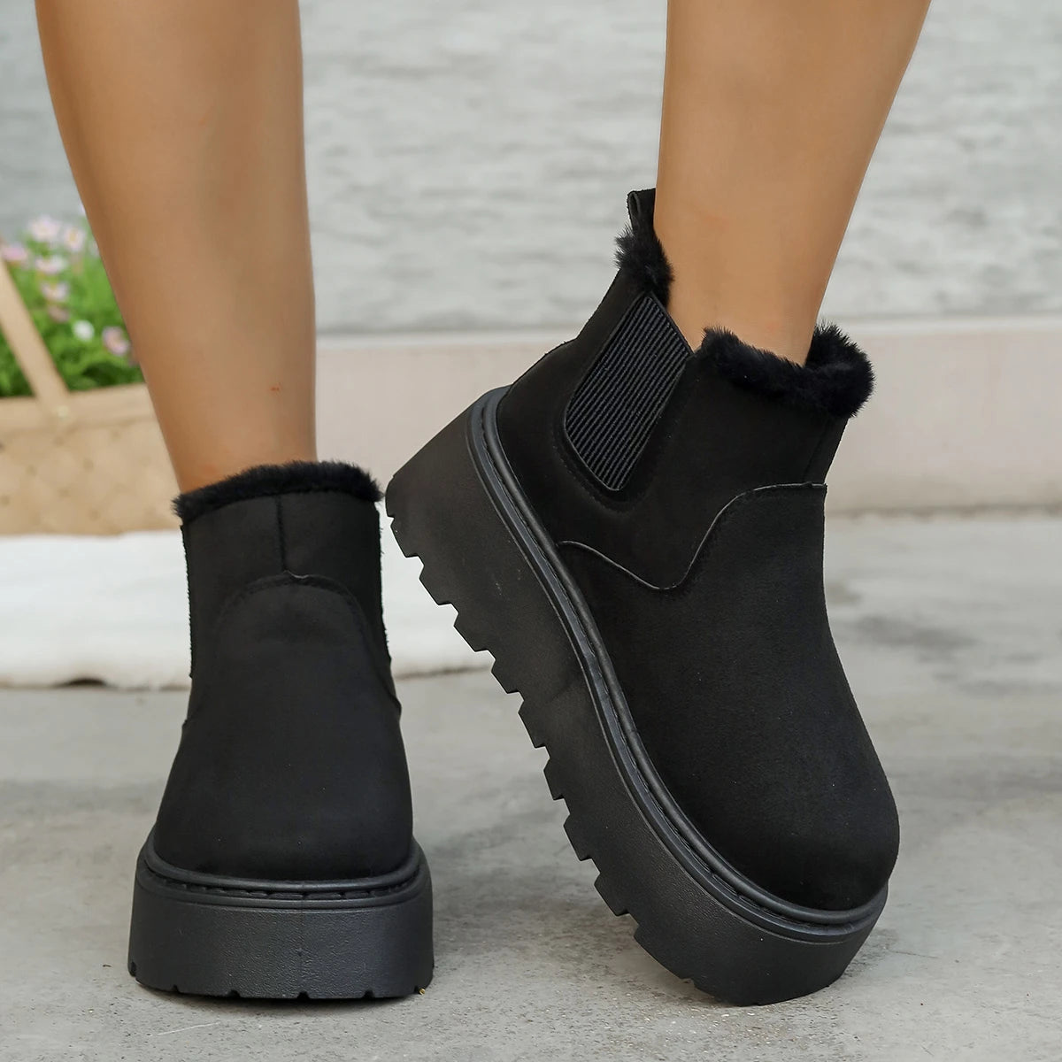Plush Warm Non Slip Waterproof Ladies Flats Shoes Casual Slip on Female Ankle Boots Botas Mujer 2025 Winter Women Snow Boots Zpaxo
