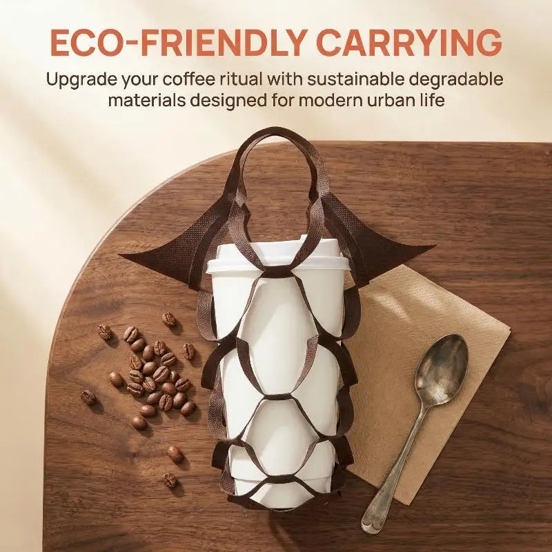 Reusable Beverage Carrier Non Woven Water Cup Tote Decorative Milk Tea Drink Bag for School Picnic and Shops Zpaxo