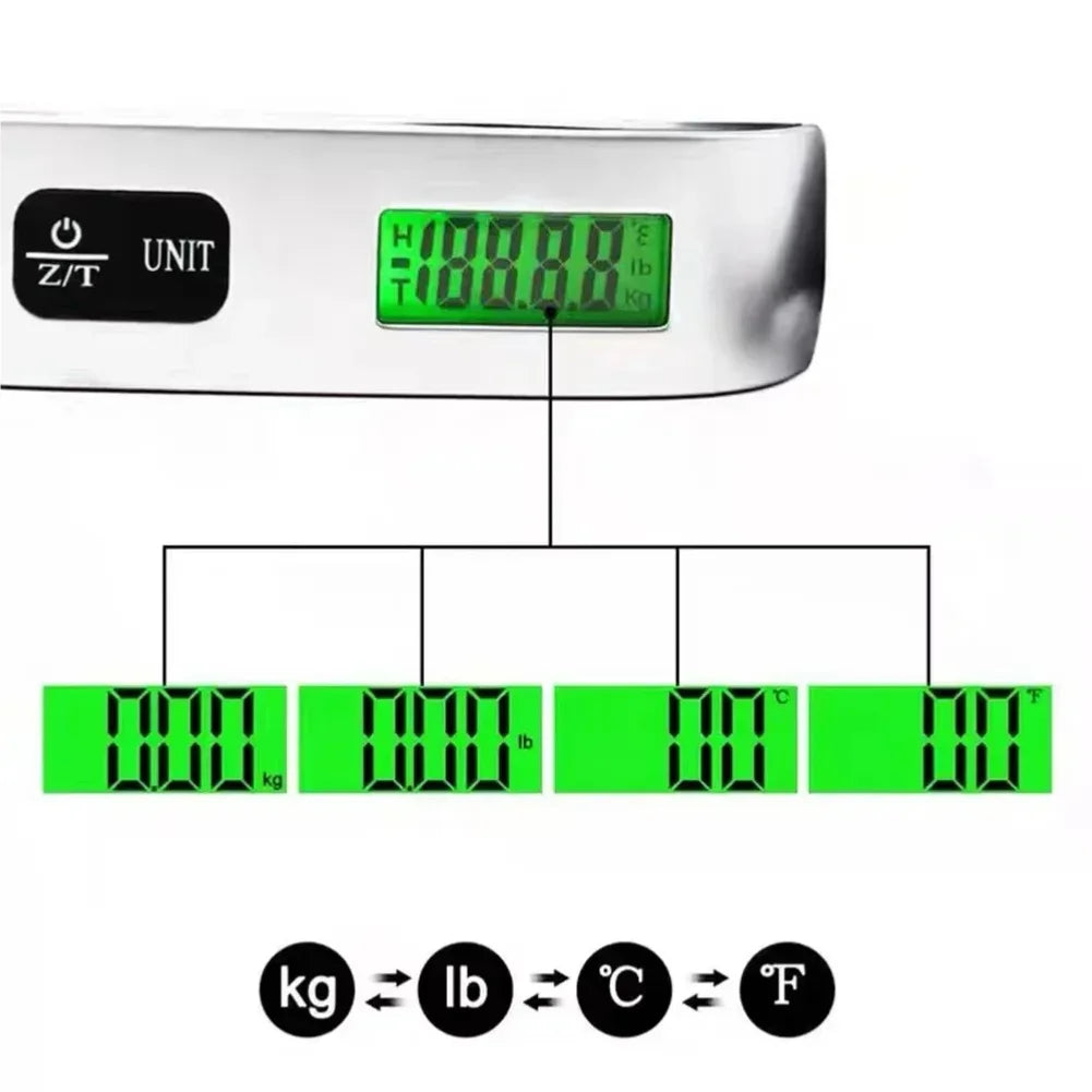 50kg Portable Hanging Scale Electronic Hand Luggage Scale Digital Display Suitcase 110lb Travel Baggage Bag Weighing Tools Zpaxo