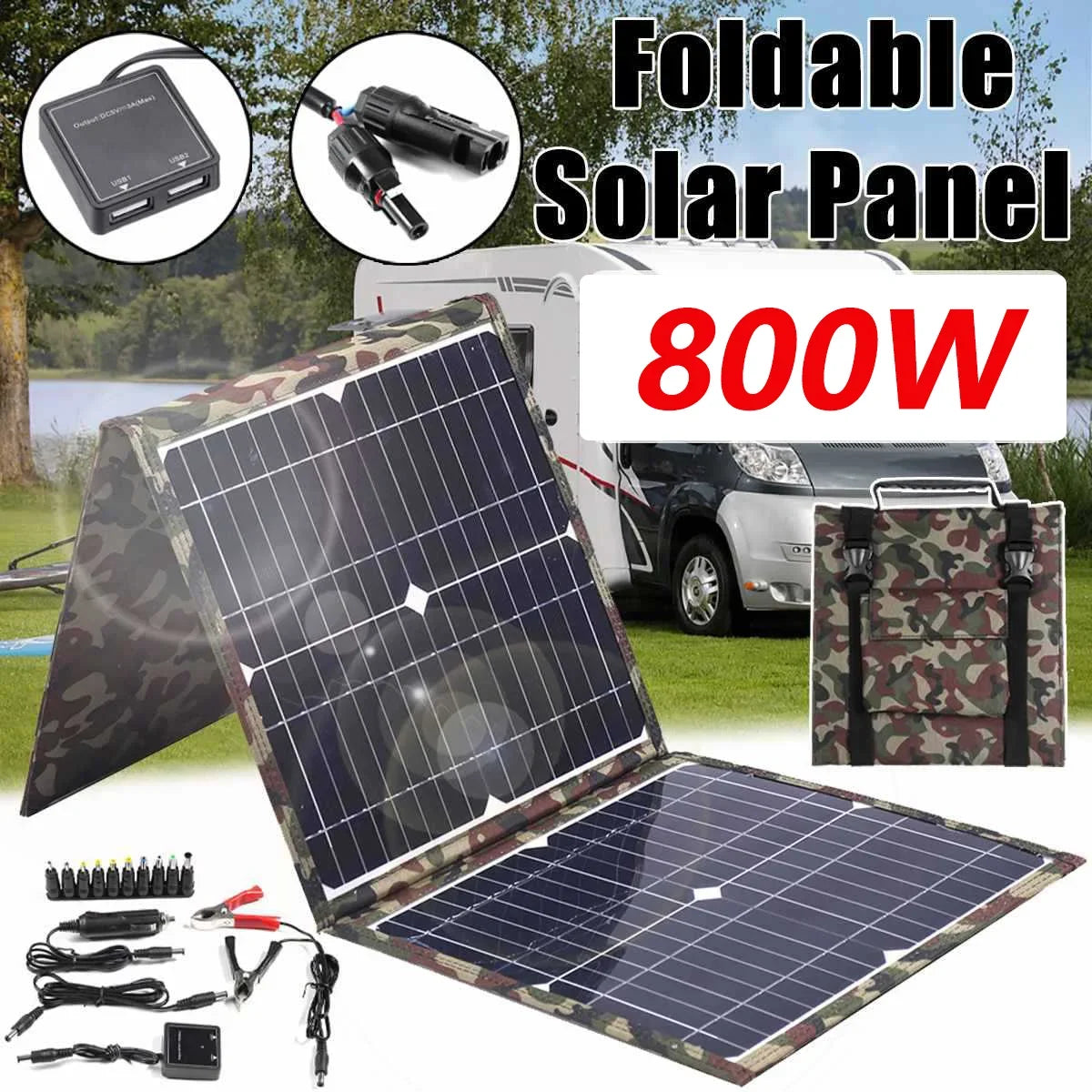 800W High-Efficiency Foldable Solar Power Station - 18V Portable Generator with Multiple Outputs for Camping & Outdoor Adventure Zpaxo
