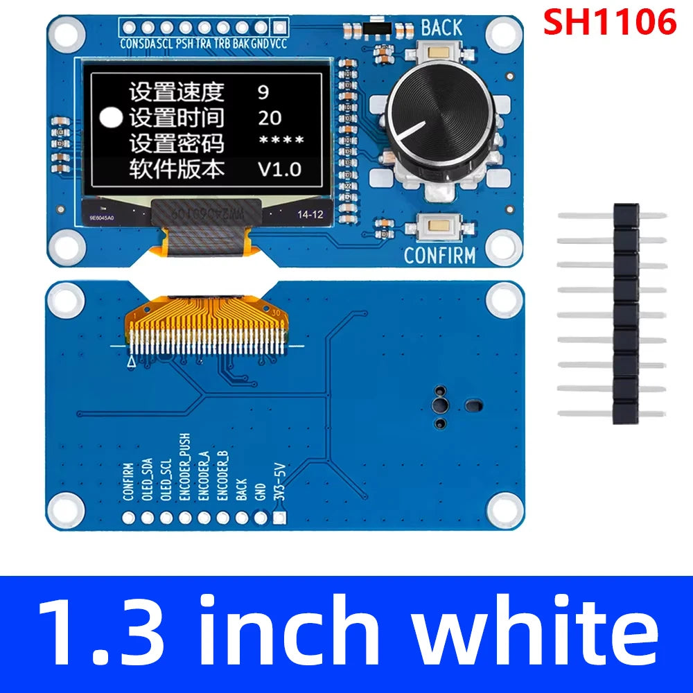 0 96 White Oled Display Screen Combined EC11 Rotary Encoder Module Zpaxo 1.3 inch white