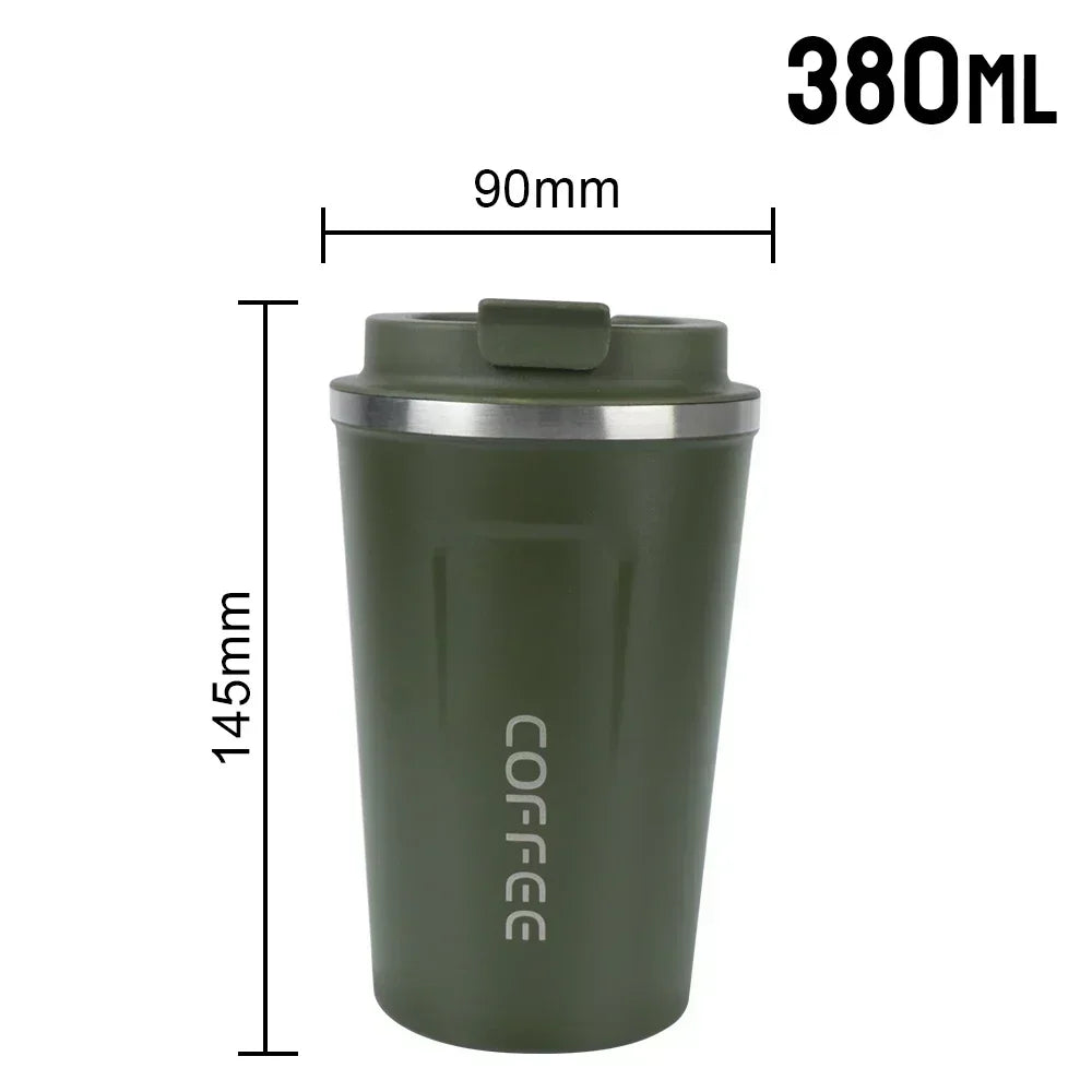 Leak-Proof Travel Thermos Mug 380/510ml – Double Wall Steel Travel Thermos Mug Zpaxo 380ML Green as picture show