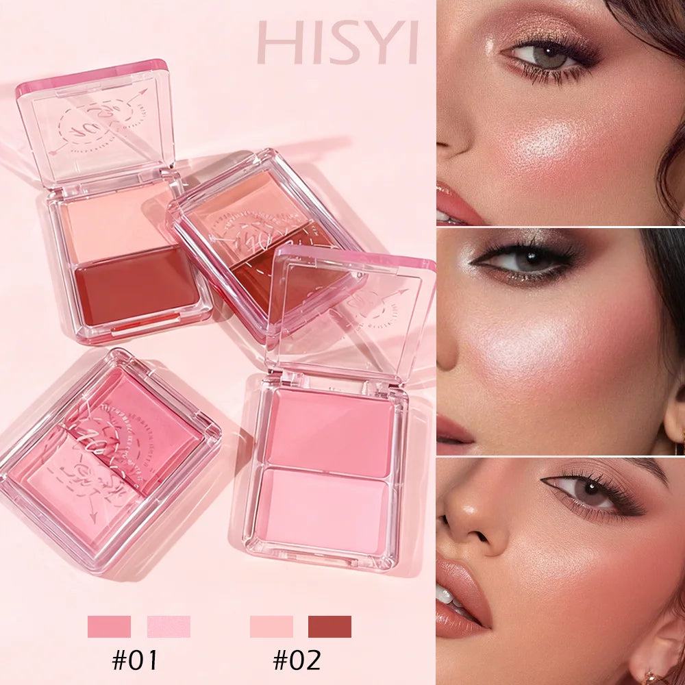 Dual Cream Blush Highlighter Buildable Pigment Dewy Cheek Face Glow Zpaxo