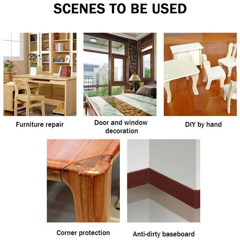 4.5M Realistic Wood Grain Repair Duct Tape Furniture Renovation Adhesive Skirting Waist Line Floor Stickers Home Decor Zpaxo