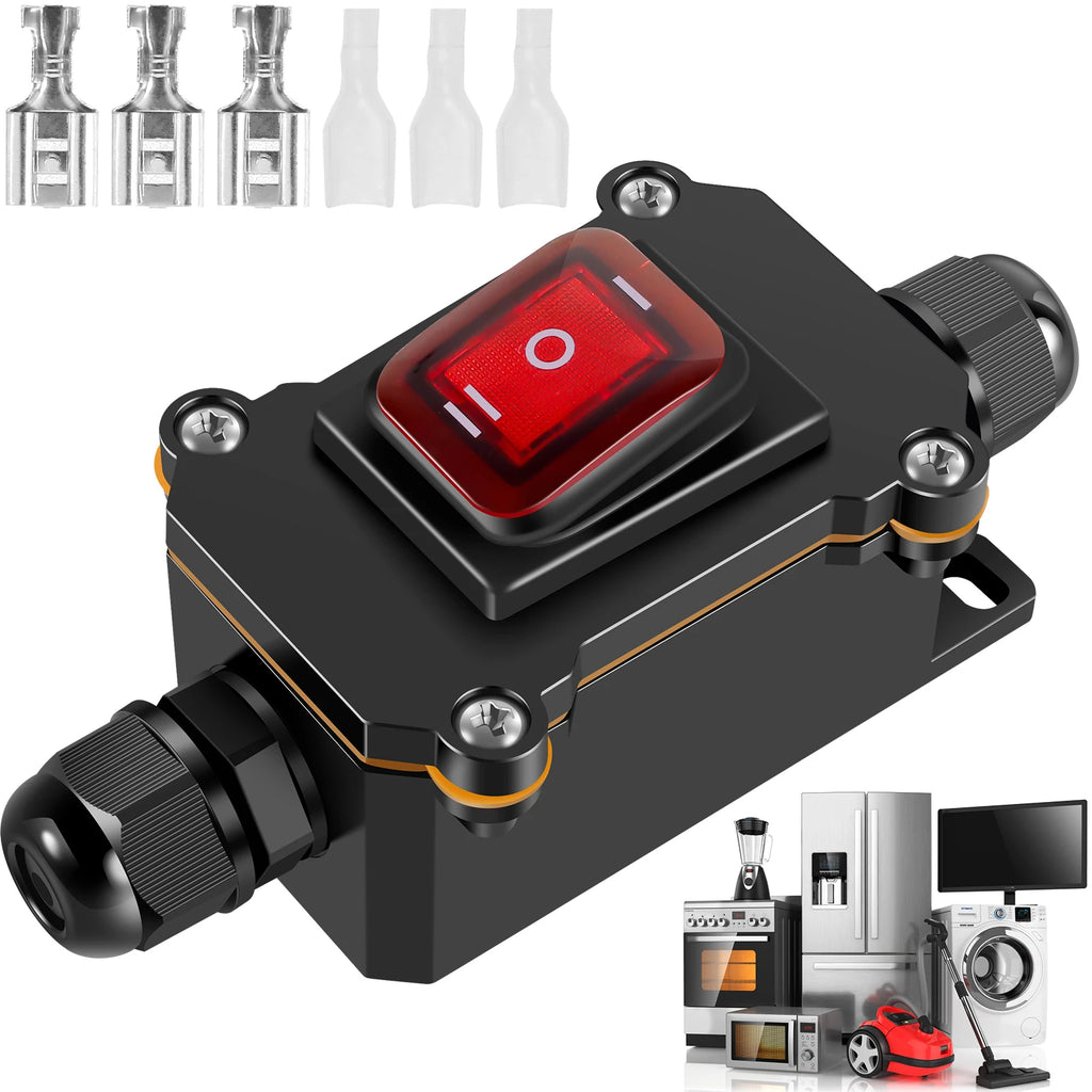 Inline Power Cord Switch Box 110V-220V 16A-20A Marine Rocker Off IP67