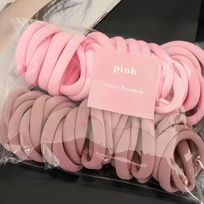100pcs Women's Casual Hair Ties – Soft Pink/Peach, Non-Slip, for Daily Use, Gym & Sleep, Comfort Fit Zpaxo