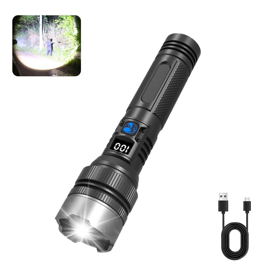KDULIT 2000 Lumen Zoomable LED Tactical Flashlight | USB Rechargeable