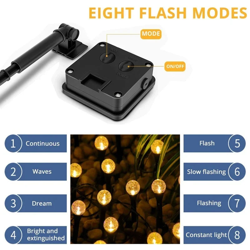 RGB Solar Garden Light String Waterproof Christmas Decoration Lights 2026 Lawn Chain Lamp for Outdoor Festive Lighting Zpaxo