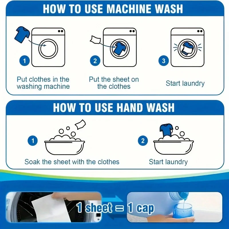 50Pcs Plastic-Free Laundry Detergent Tablets, Hypoallergenic Liquid-Free Laundry Tablets - Powerful Decontamination and Biodegradable Cleaning Strips! for Commercial/Laundry Room, Home Dormitory, Travel, Camping Style and Han Zpaxo