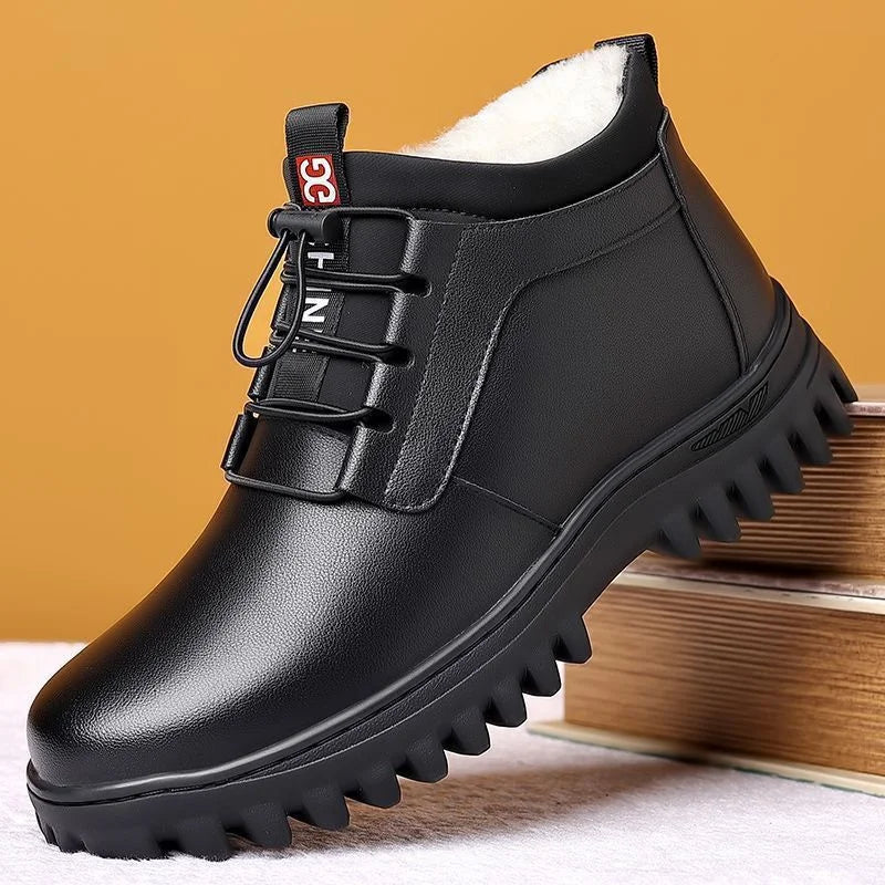 Men's Thickened Cotton Shoes Winter Cold Resistant Casual Wool Boots Zpaxo black 41(Foot 25.5cm) China Mainland