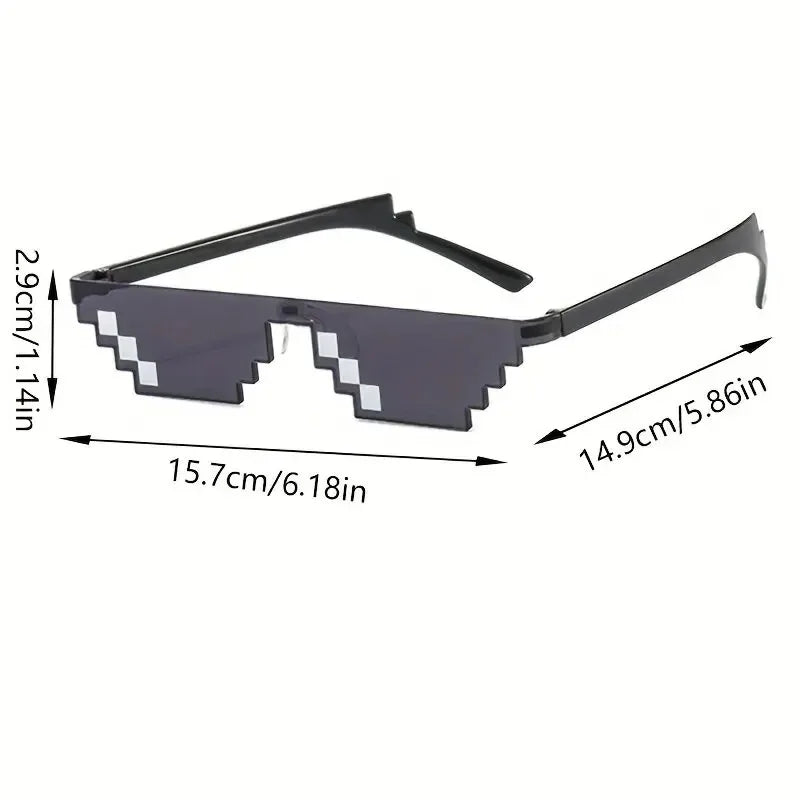 Pixel Mosaic Sunglasses – Retro Gamer Cosplay Party Shades Novelty Sunglasses Zpaxo