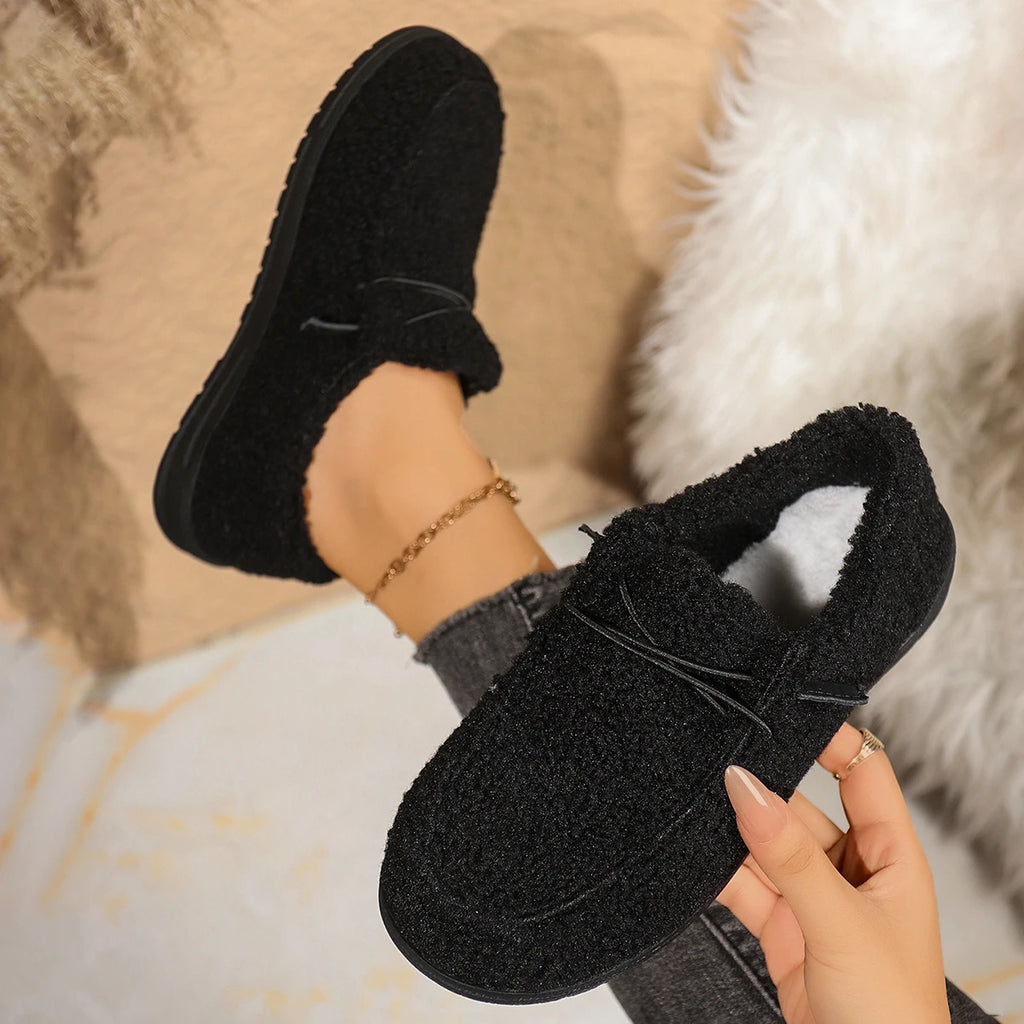 Women Snow Boots 2025 New Warm Flat Low-Top Loafers Comfortable Round Toe Ankle Boots Women Casual Cotton Slip-On Shoes Women Zpaxo