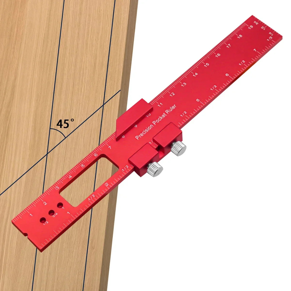 Precision T Type Pocket Ruler Inch Metric Measuring Tool with Slide Stop for Carpentry Marking Zpaxo