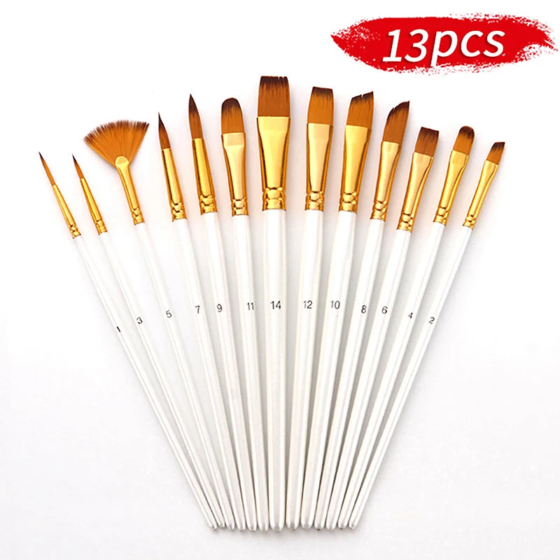 Nylon Hair Artist Paint Brush Acrylic Watercolor Round Fine Hand Zpaxo Style2
