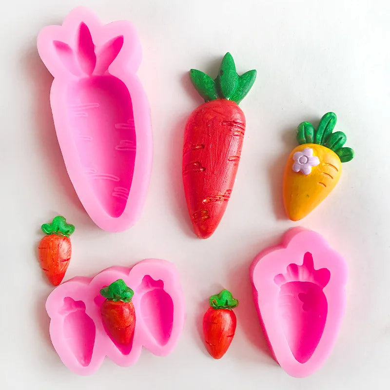 Carrot Silicone Mold DIY Fondant Chocolate Cake Decorating Candy Gum Paste Polymer Clay Cupcake Topper Baking Mold for Easter Zpaxo