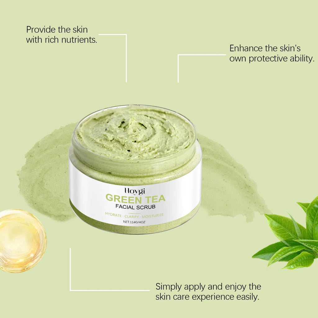 Exfoliating Green Removal Tea Facial Scrub Deep Pore Cleansing Hydrating Blackhead Dead Skin Gentle Scrub Skin Renewal Skin Zpaxo