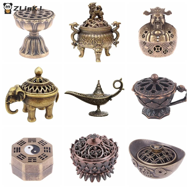 ▶1pce Antique Style Incense Burner Air Purification Metal Aroma Furnace Gifts Wishing Aladdin Lamp Exquisite Home Decoration Zpaxo