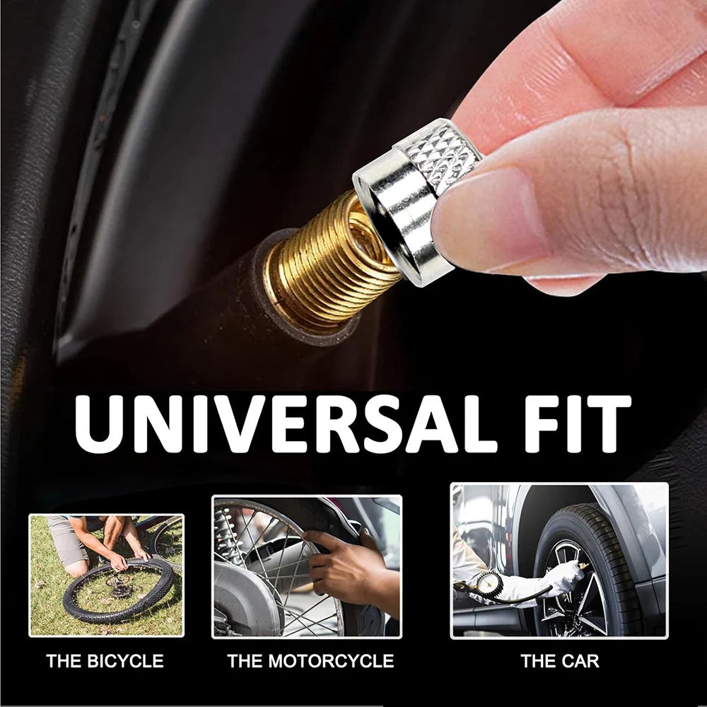 12-Pack Brass Tire Valve Stem Caps with Rubber Gasket | Universal