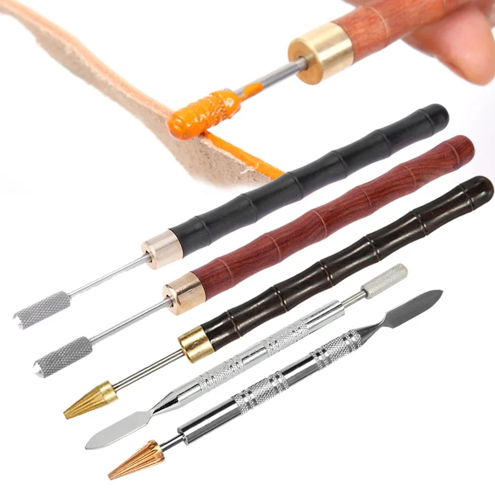 Brass Head DIY Leather Edge Treatment Roller Pen Sandalwood Oil